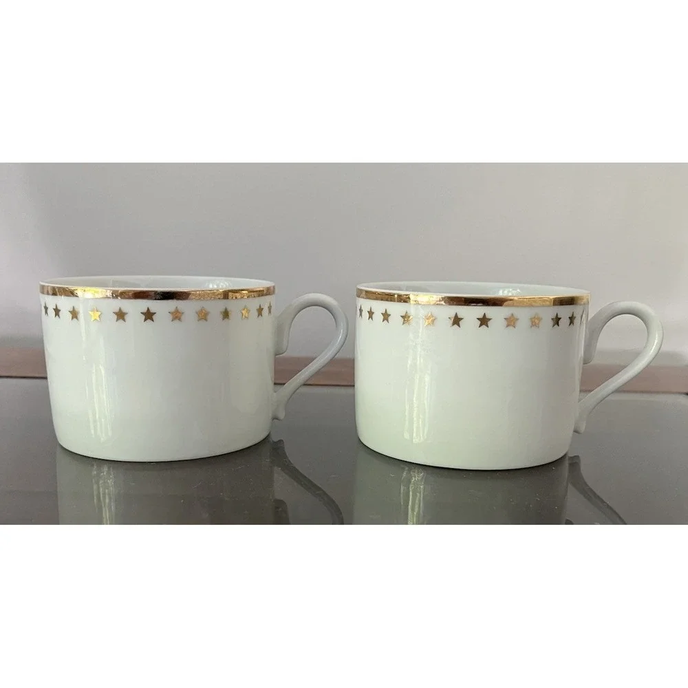 Pottery Barn New Traditions Gold Star Coffee Mug Tea Cup Vintage y2k 90s Galaxy